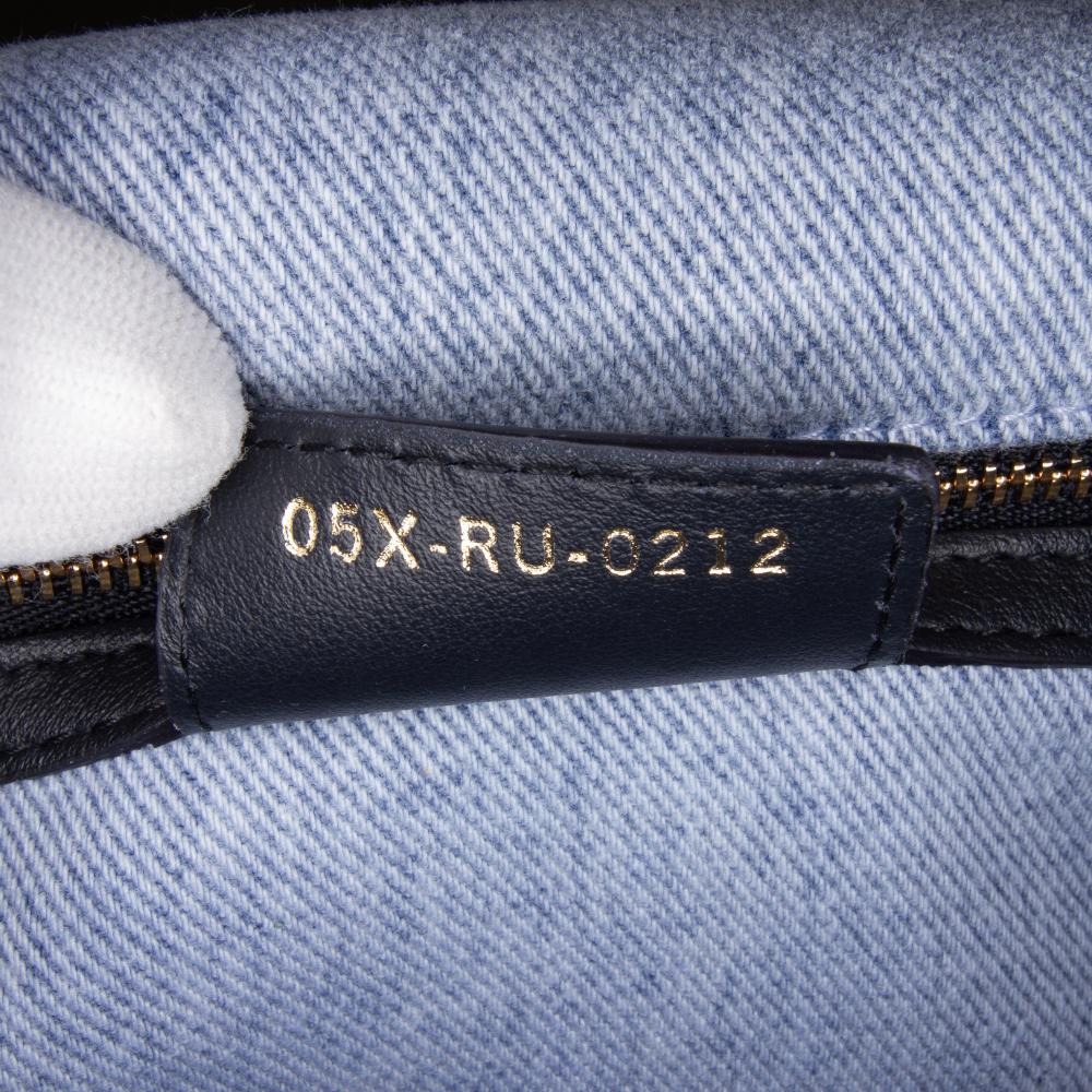 Christian Dior B Dior Blue Denim Denim Fabric Medium Macrocannage Caro Bag Italy