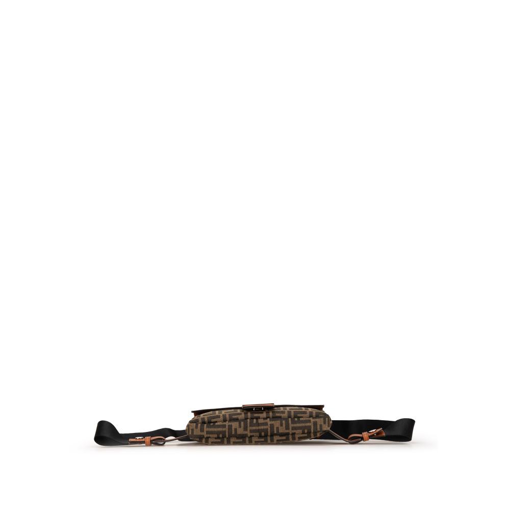 Fendi AB Fendi Brown Canvas Fabric Zucca and Leather Convertible Baguette Italy