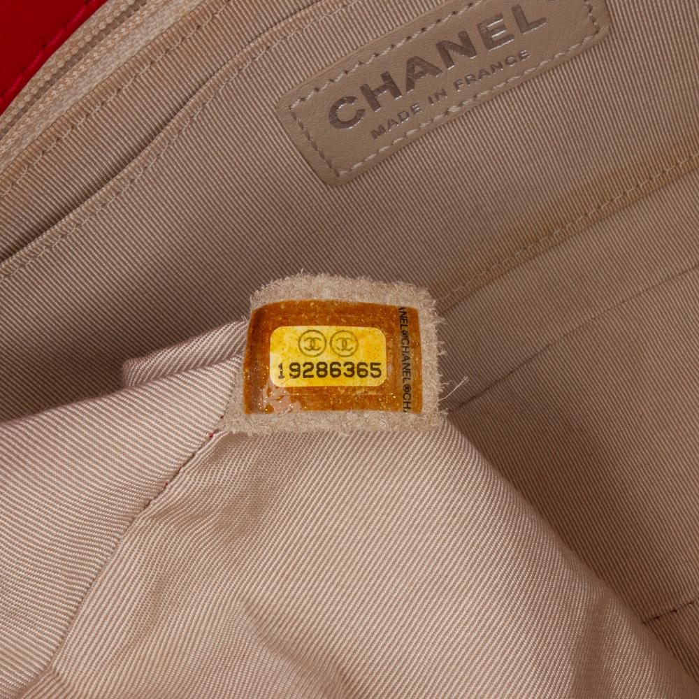 Chanel B Chanel Red Lambskin Leather Leather Medium Perforated Lambskin Punch Flap France