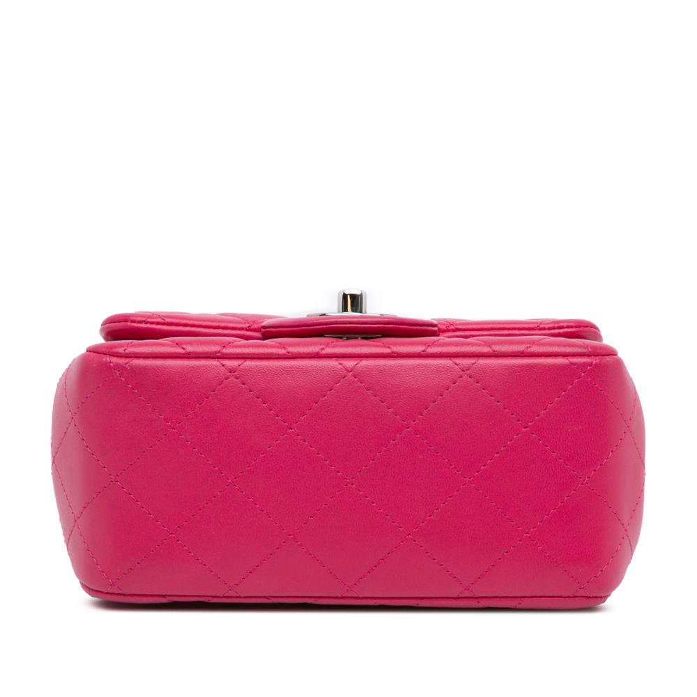 Chanel B Chanel Pink Dark Pink Lambskin Leather Leather Mini Square Classic Lambskin Single Flap Italy