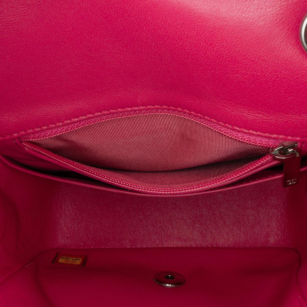 Chanel B Chanel Pink Dark Pink Lambskin Leather Leather Mini Square Classic Lambskin Single Flap Italy