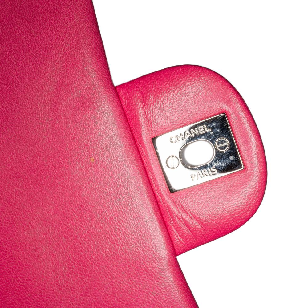 Chanel B Chanel Pink Dark Pink Lambskin Leather Leather Mini Square Classic Lambskin Single Flap Italy