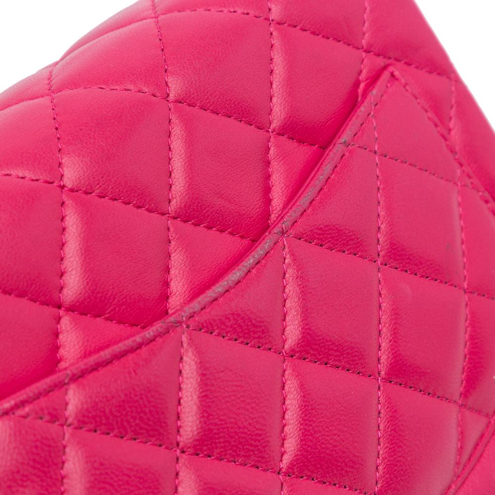 Chanel B Chanel Pink Dark Pink Lambskin Leather Leather Mini Square Classic Lambskin Single Flap Italy