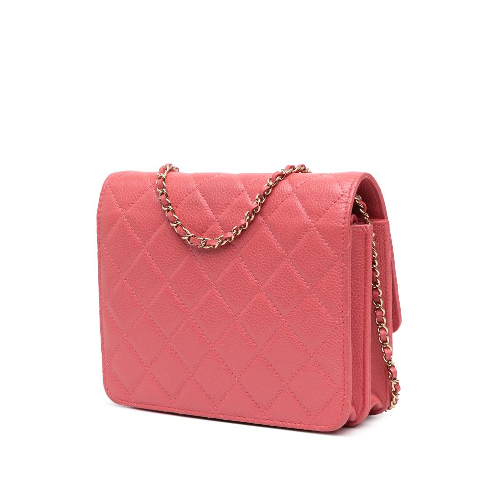 Chanel B Chanel Pink Caviar Leather Leather Quilted Caviar Golden Class Wallet On Chain Italy