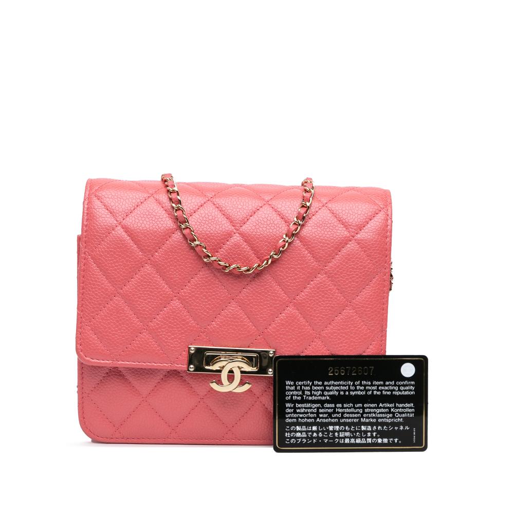 Chanel B Chanel Pink Caviar Leather Leather Quilted Caviar Golden Class Wallet On Chain Italy