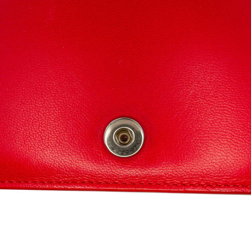 Celine B Celine Red Calf Leather Frame Wallet on Chain Italy