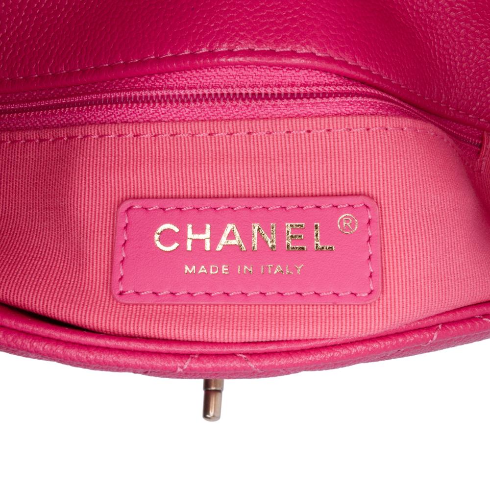 Chanel AB Chanel Pink Dark Pink Caviar Leather Leather Small Quilted Caviar Chain Melody Flap Italy