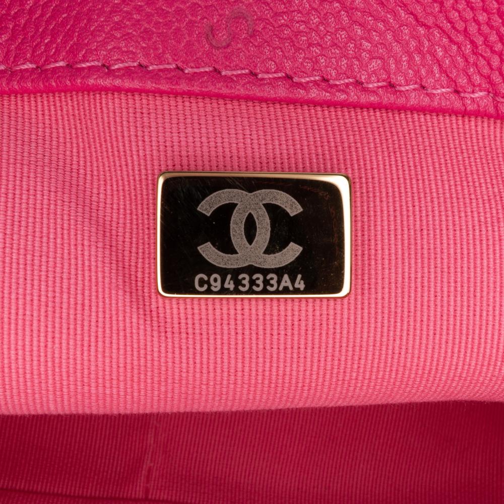 Chanel AB Chanel Pink Dark Pink Caviar Leather Leather Small Quilted Caviar Chain Melody Flap Italy