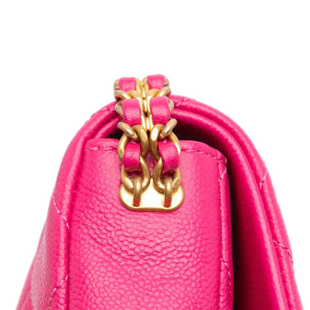 Chanel AB Chanel Pink Dark Pink Caviar Leather Leather Small Quilted Caviar Chain Melody Flap Italy