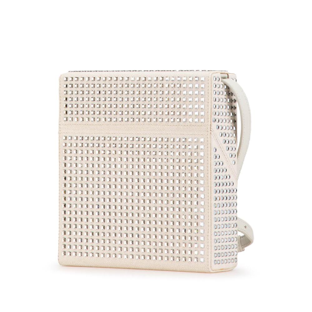 Bottega Veneta B Bottega Veneta Brown Light Beige Canvas Fabric Crystal Embellished Daisey Crossbody Italy