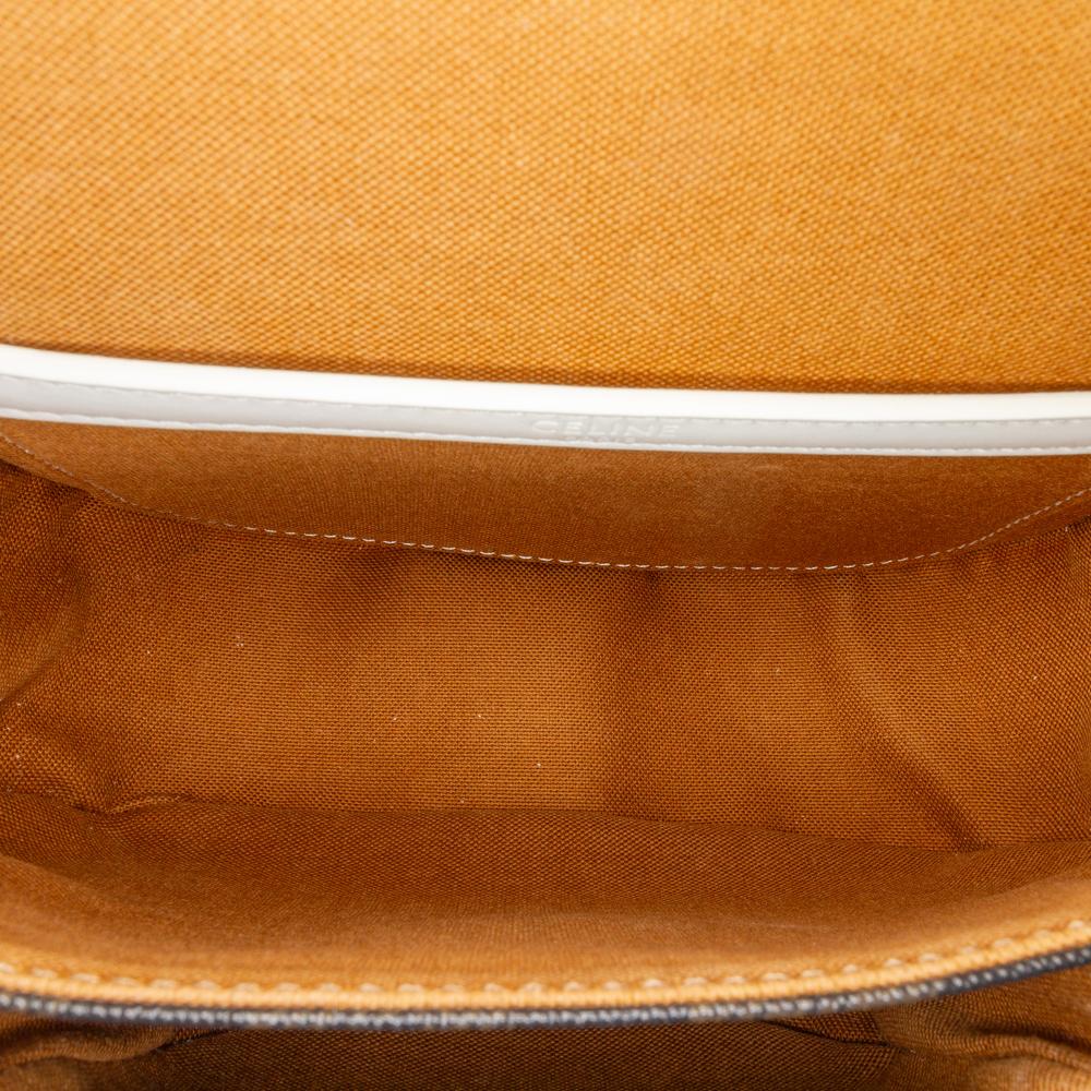 Celine B Celine Brown Dark Brown with White Coated Canvas Fabric Medium Triomphe Folco Crossbody France