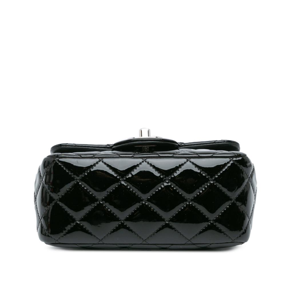 Chanel B Chanel Black Patent Leather Leather Mini Square Classic Patent Single Flap Italy