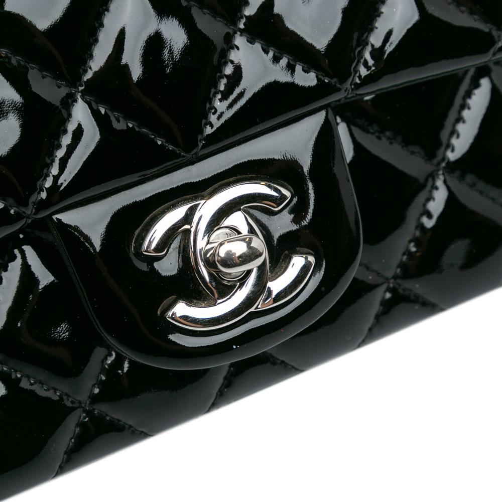 Chanel B Chanel Black Patent Leather Leather Mini Square Classic Patent Single Flap Italy