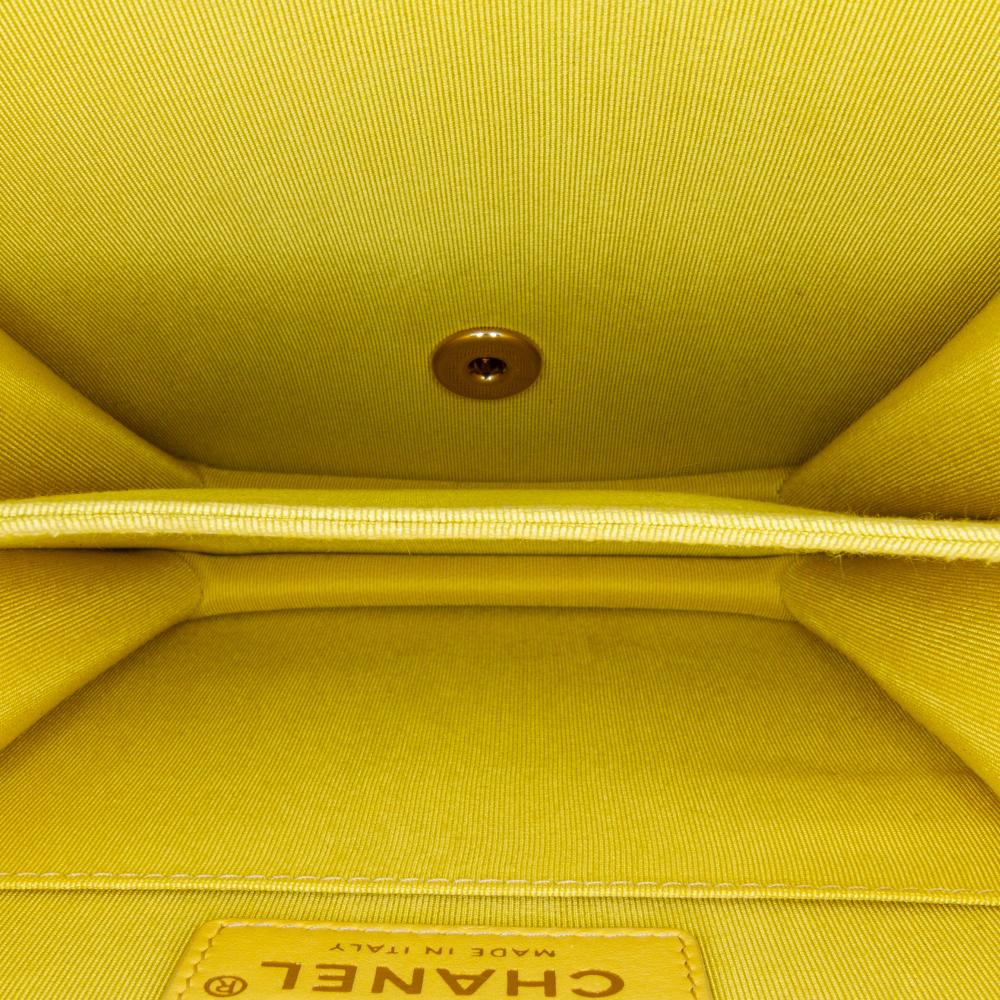 Chanel AB Chanel Yellow Lambskin Leather Leather Quilted Lambskin North South Boy Flap Italy