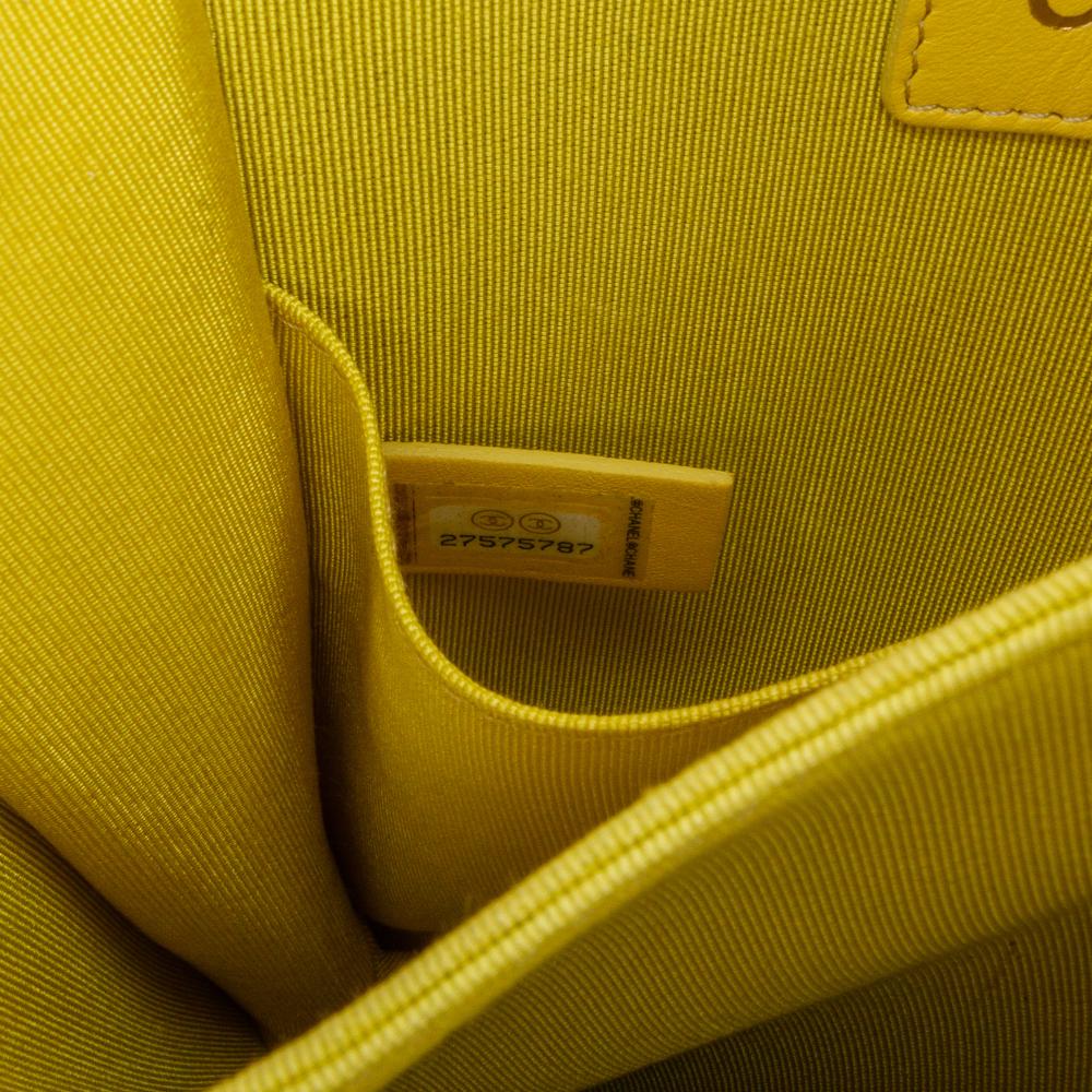 Chanel AB Chanel Yellow Lambskin Leather Leather Quilted Lambskin North South Boy Flap Italy