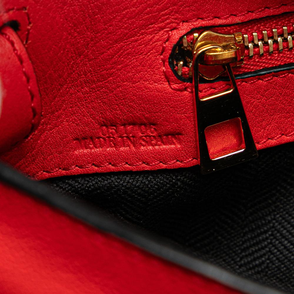 Loewe B LOEWE Red Calf Leather Flamenco Knot Whipstitch Crossbody Spain