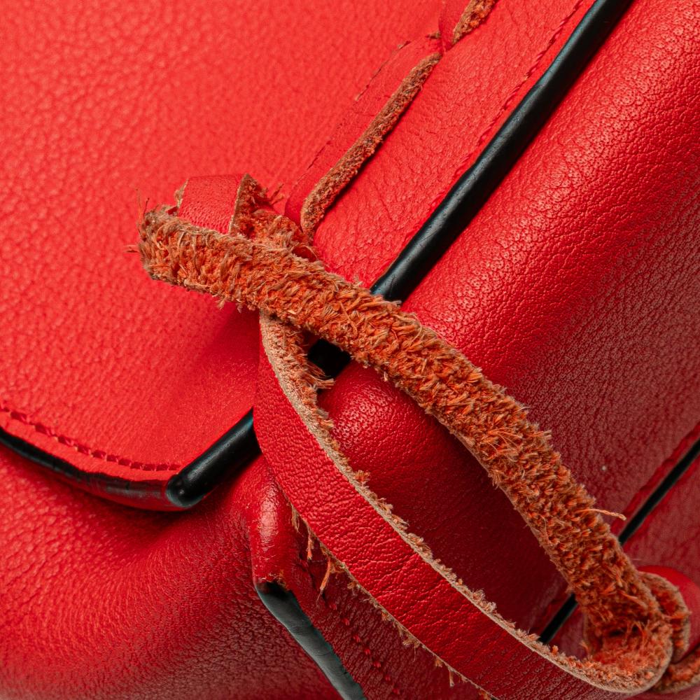 Loewe B LOEWE Red Calf Leather Flamenco Knot Whipstitch Crossbody Spain