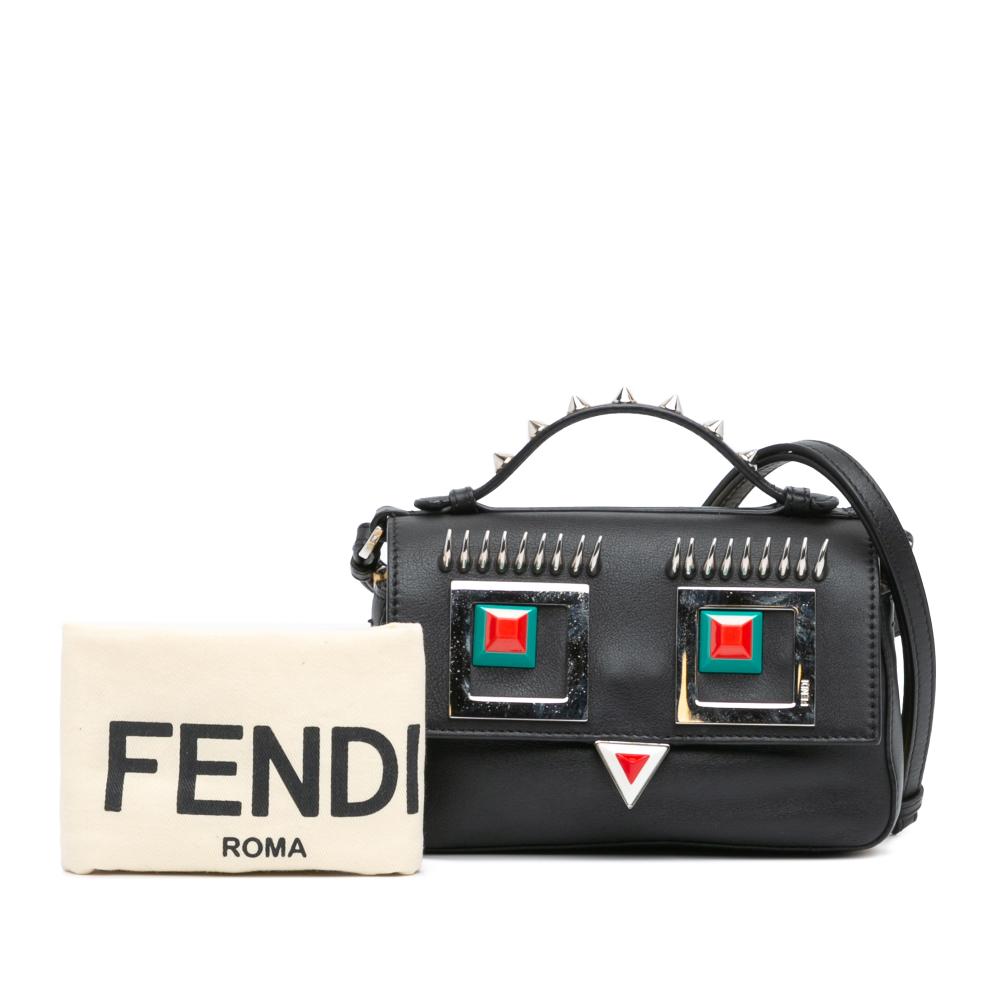 Fendi B Fendi Black with Yellow Calf Leather Micro Hypnoteyes Double Baguette Satchel Italy