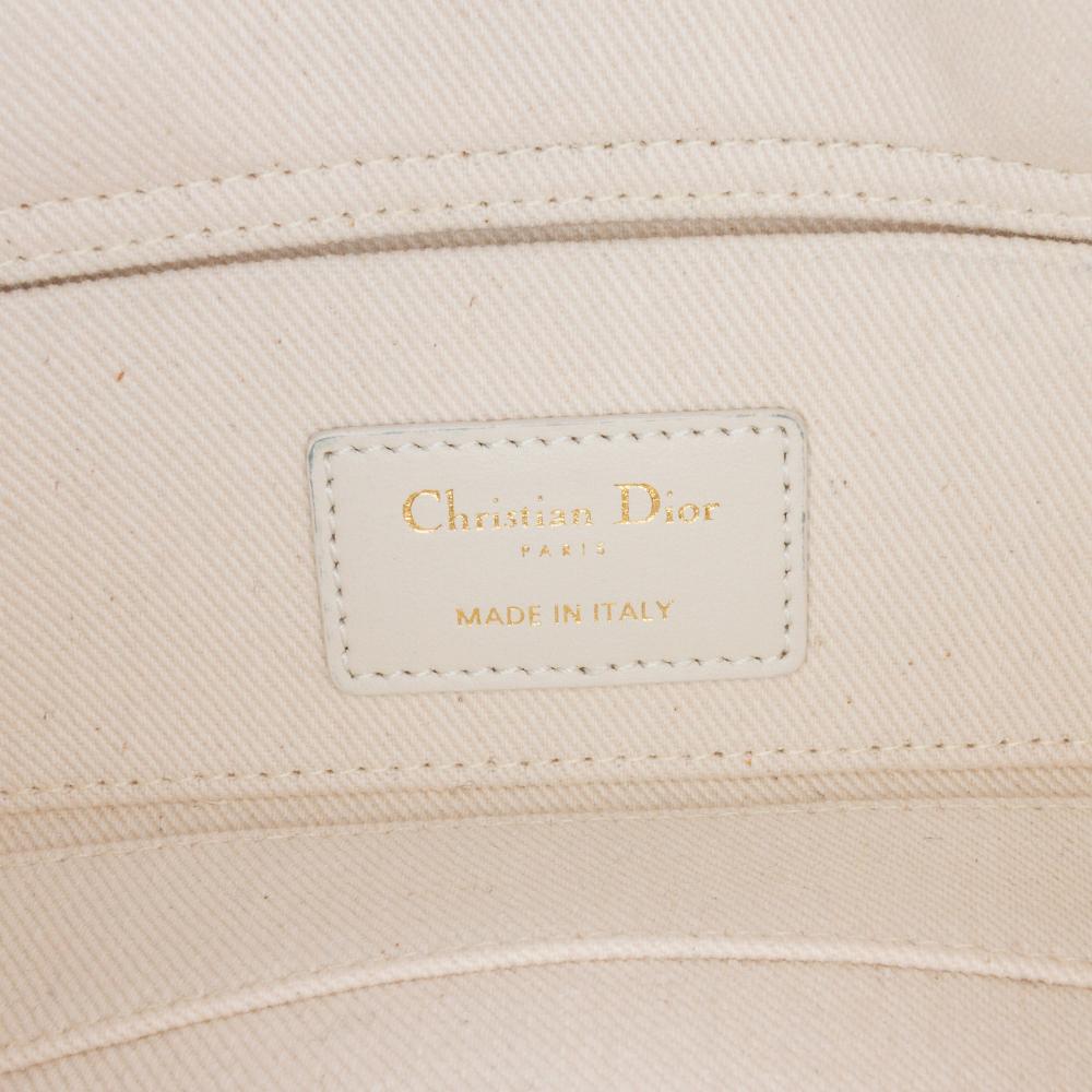 Christian Dior B Dior White Denim Fabric Small Toile de Jouy Soleil Lady D Joy Italy
