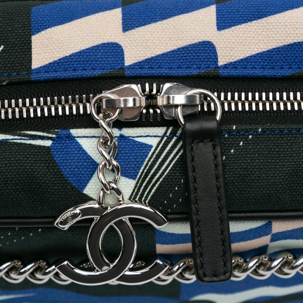 Chanel B Chanel Blue with Black Canvas Fabric Small La Pausa Bay Camera Bag Italy