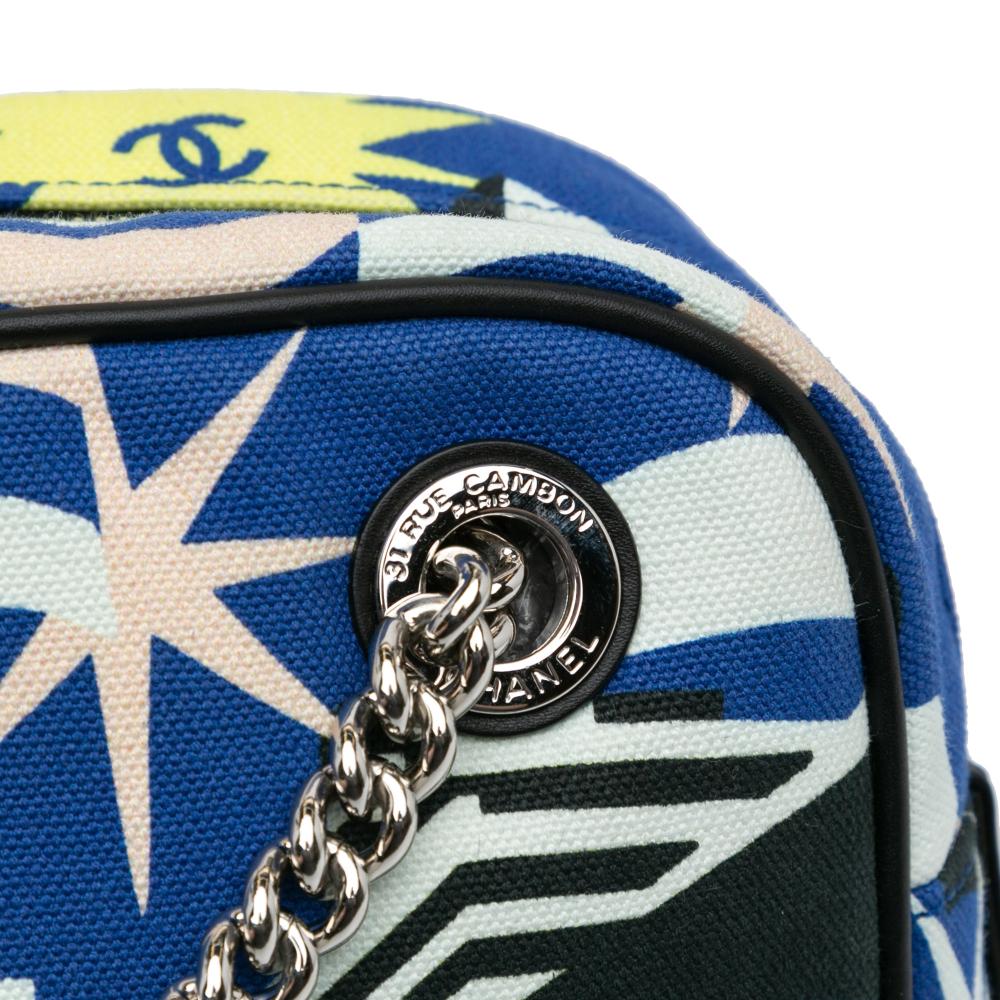 Chanel B Chanel Blue with Black Canvas Fabric Small La Pausa Bay Camera Bag Italy