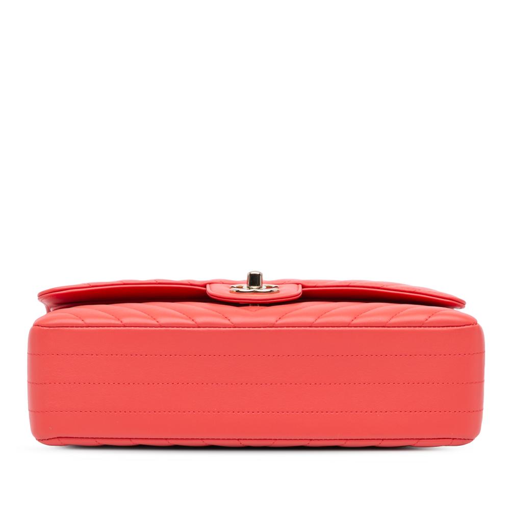 Chanel B Chanel Red Indian Red Lambskin Leather Leather Medium Classic Chevron Lambskin Double Flap France