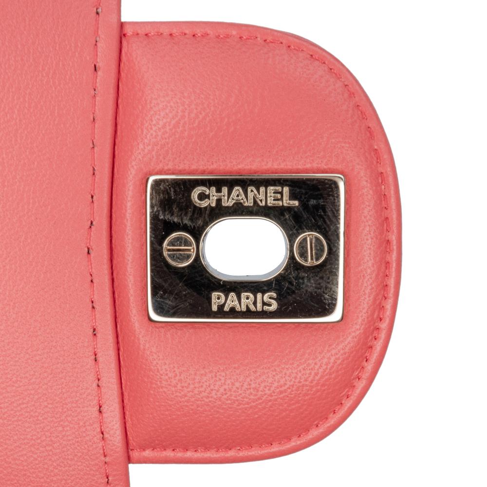 Chanel B Chanel Red Indian Red Lambskin Leather Leather Medium Classic Chevron Lambskin Double Flap France