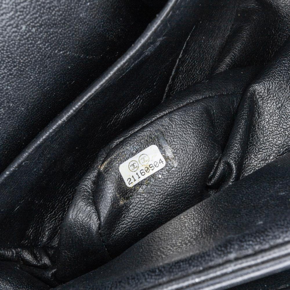 Chanel B Chanel Black Patent Leather Leather Medium Classic Chevron Patent Double Flap France