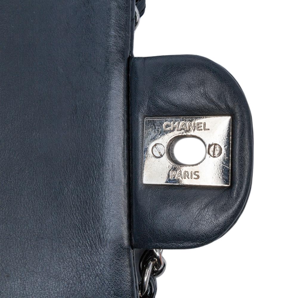 Chanel B Chanel Black Patent Leather Leather Medium Classic Chevron Patent Double Flap France