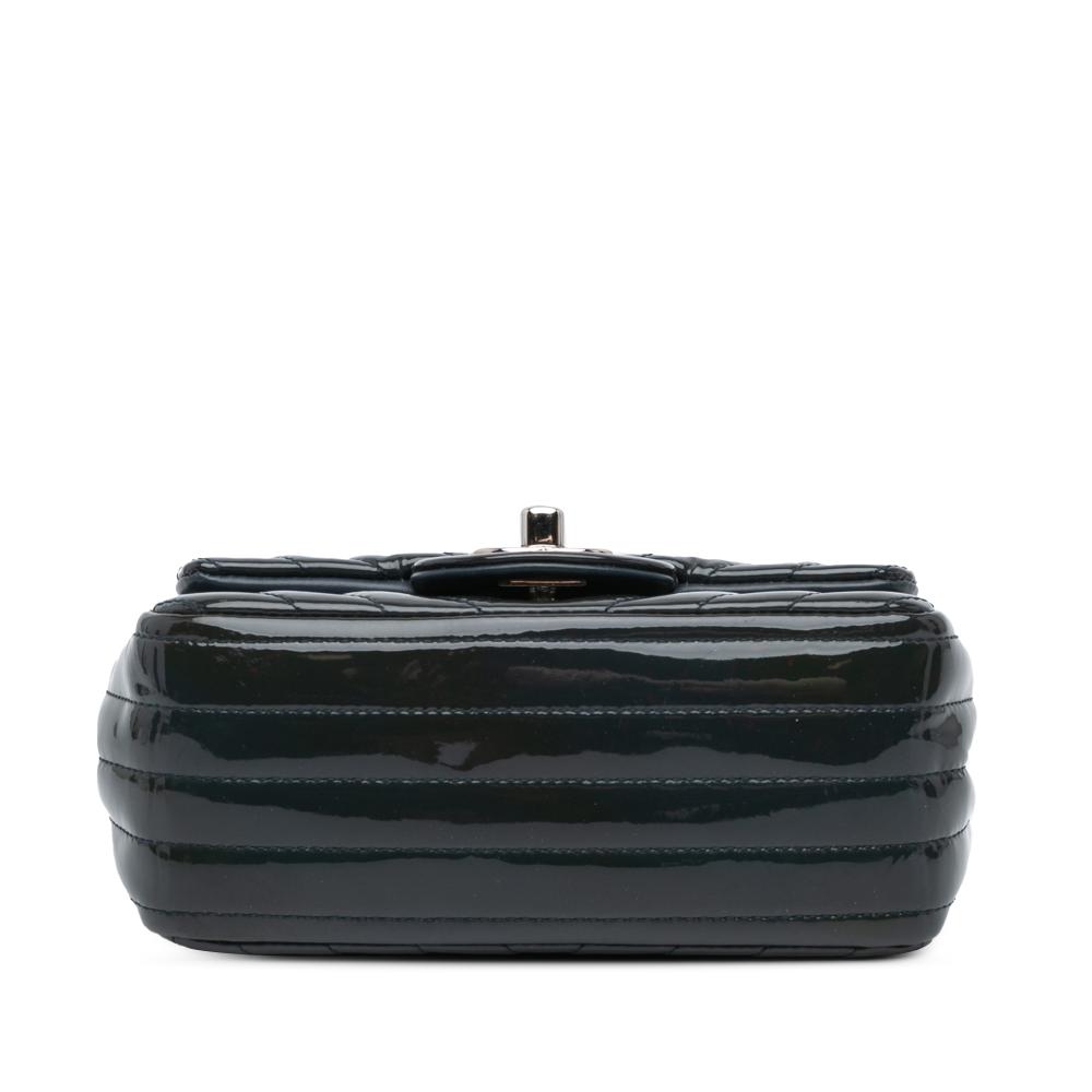 Chanel B Chanel Blue Navy Patent Leather Leather Mini Square Classic Chevron Patent Single Flap Italy