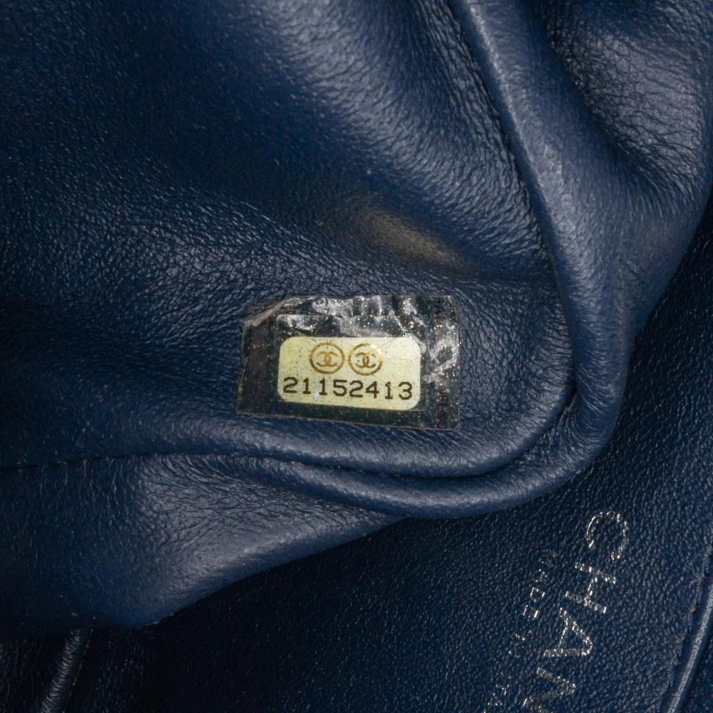 Chanel B Chanel Blue Navy Patent Leather Leather Mini Square Classic Chevron Patent Single Flap Italy