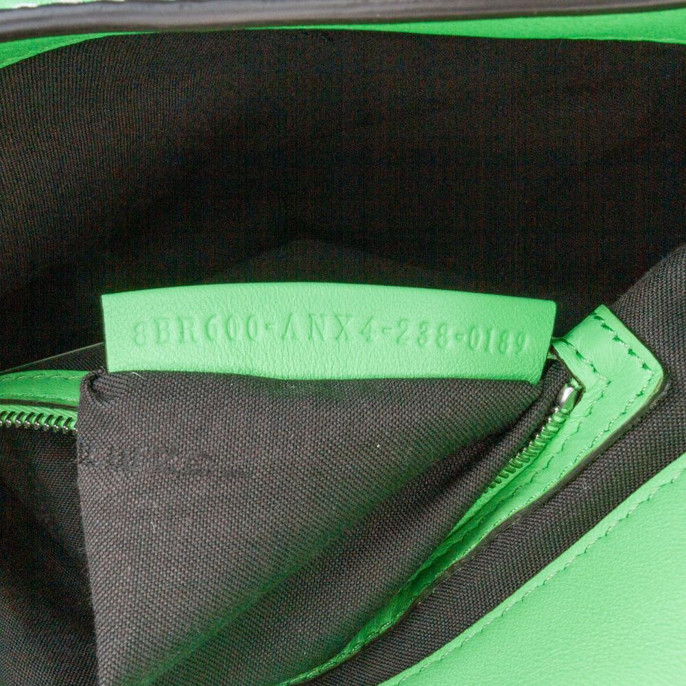 Fendi B Fendi Green Light Green Calf Leather Zucca Embossed Stitched Baguette Satchel Italy