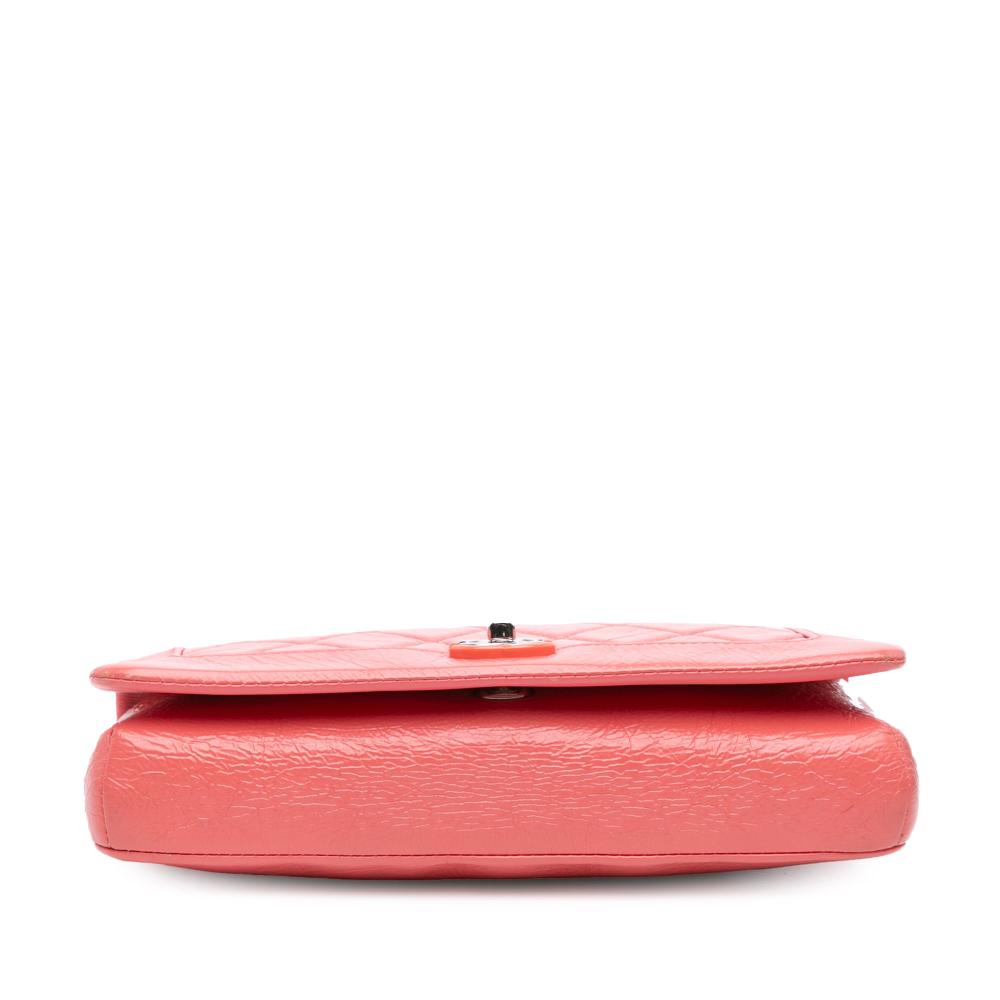 Chanel B Chanel Pink Salmon Calf Leather Crumpled skin Bi Quilted Vintage Full Flap France