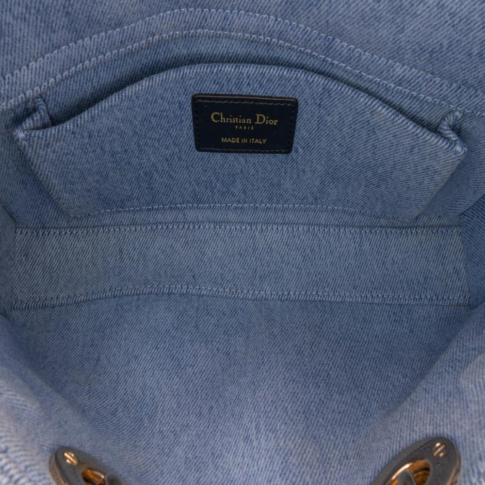 Christian Dior B Dior Blue Light Blue Denim Fabric Medium Macrocannage Lady D Joy Italy