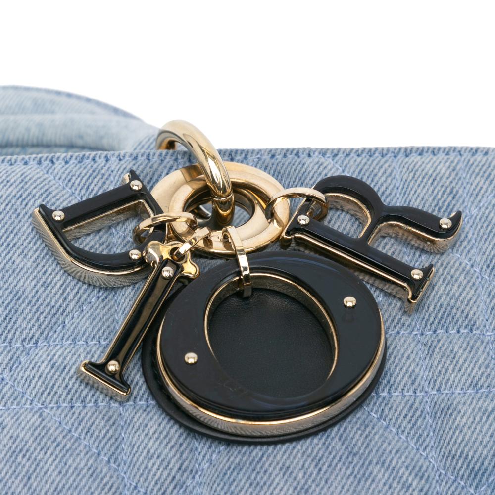 Christian Dior B Dior Blue Light Blue Denim Fabric Medium Macrocannage Lady D Joy Italy