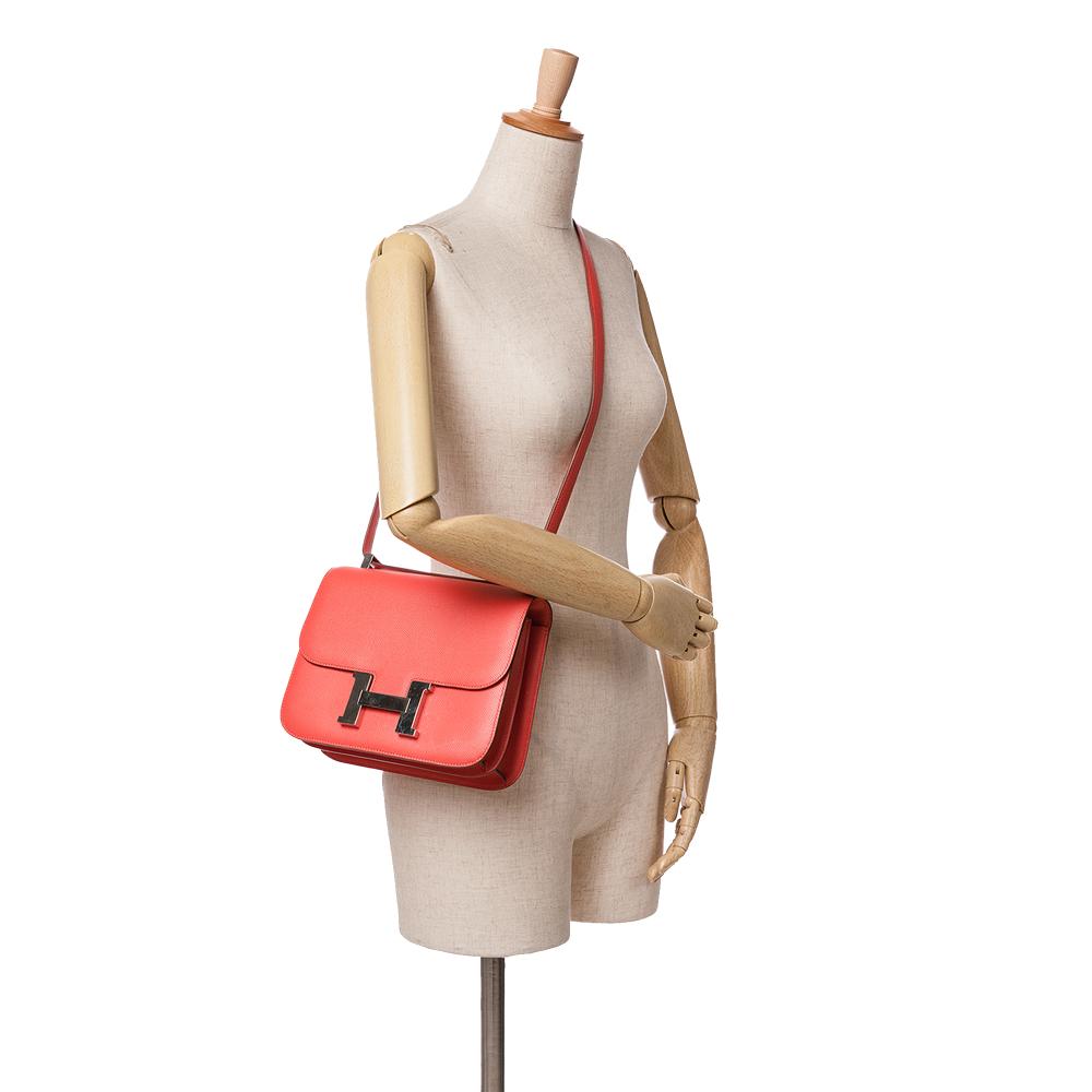 Hermès B Hermès Orange Dark Orange Calf Leather Epsom Constance 24 France