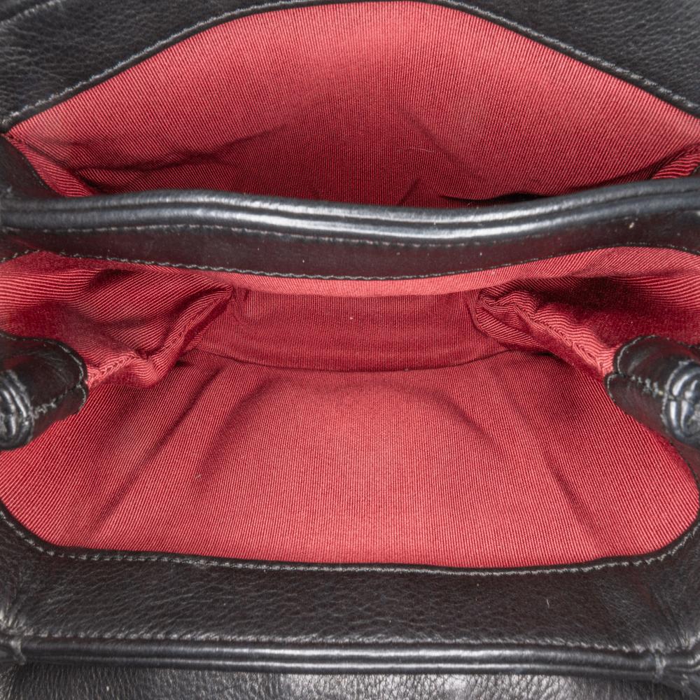 Chanel B Chanel Black Calf Leather Mini Quilted skin Pearl CC Accordion Flap Italy