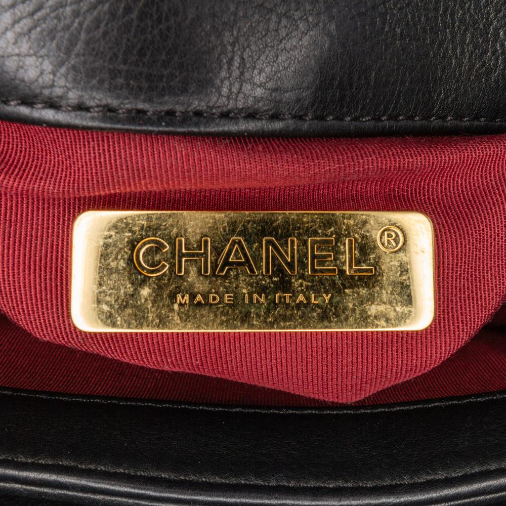 Chanel B Chanel Black Calf Leather Mini Quilted skin Pearl CC Accordion Flap Italy