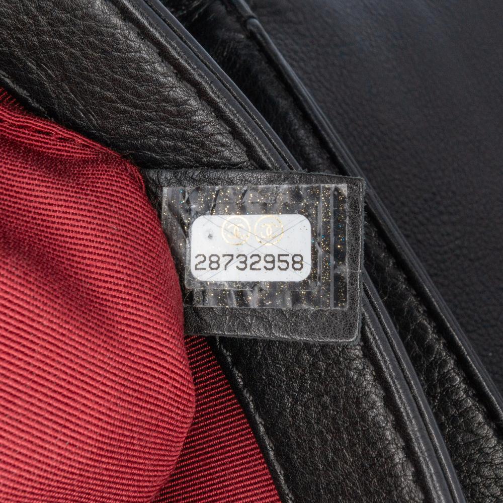 Chanel B Chanel Black Calf Leather Mini Quilted skin Pearl CC Accordion Flap Italy