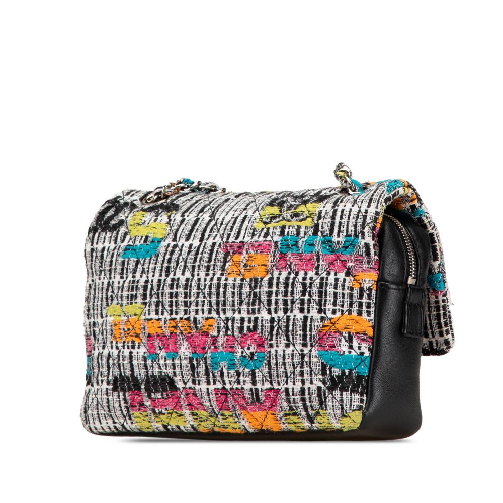 Chanel B Chanel White Off White Tweed Fabric Quilted Fantasy Easy Flap France