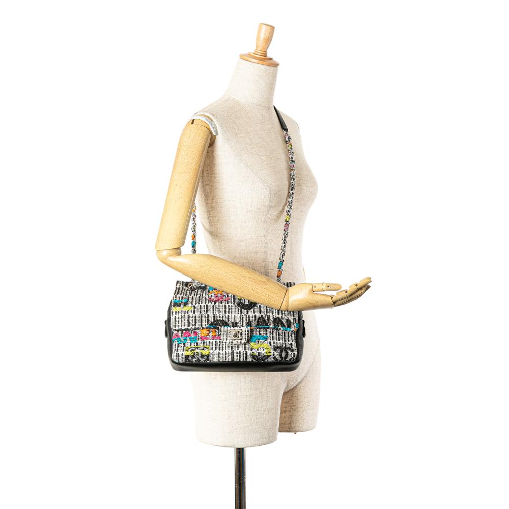 Chanel B Chanel White Off White Tweed Fabric Quilted Fantasy Easy Flap France