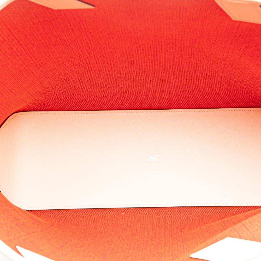 Hermès AB Hermès Orange with White Ivory Canvas Fabric Toile H and Swift Cabas H en Biais 40 France