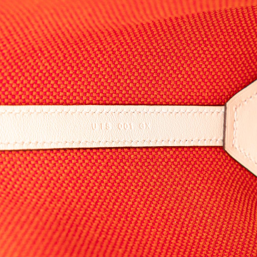 Hermès AB Hermès Orange with White Ivory Canvas Fabric Toile H and Swift Cabas H en Biais 40 France