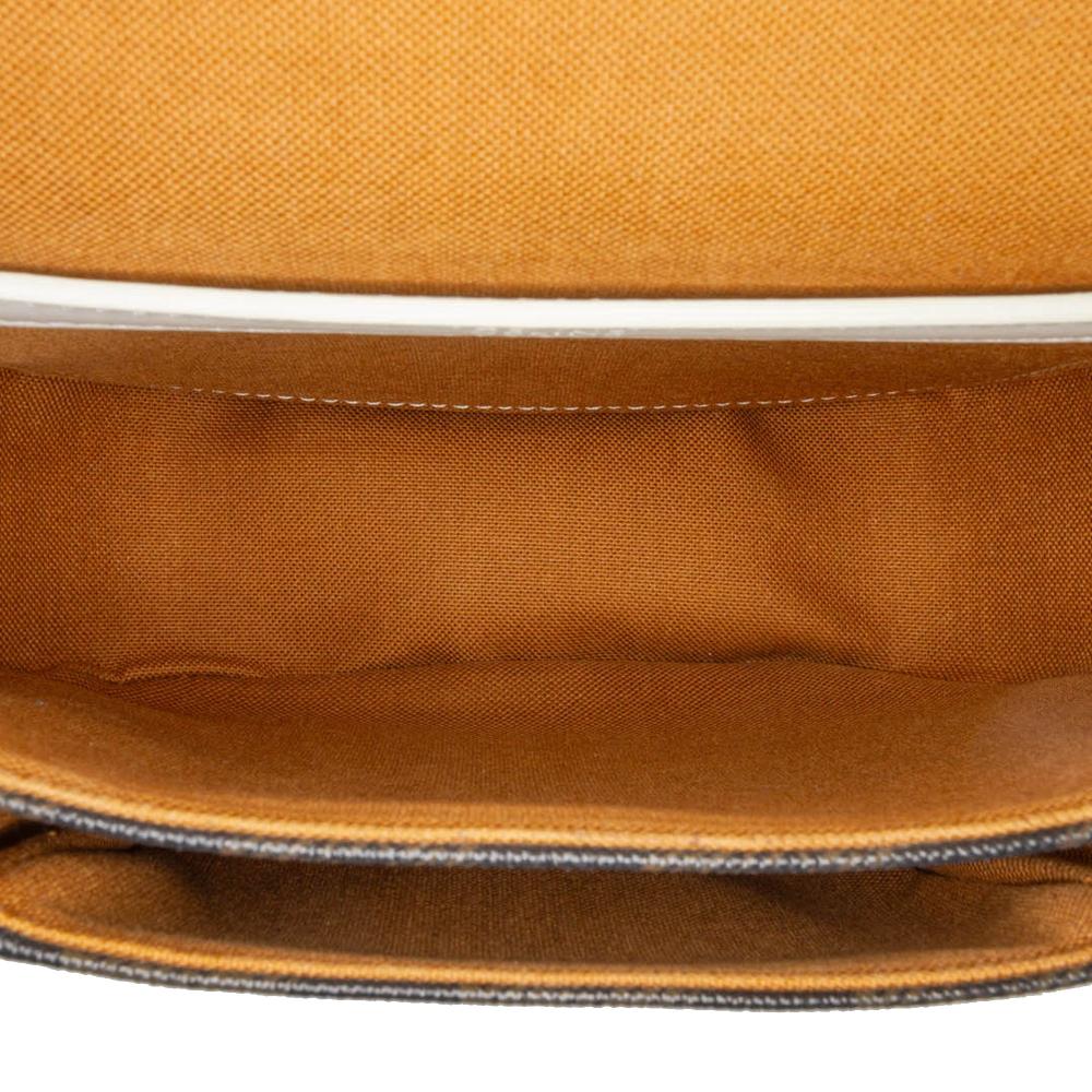 Celine B Celine Brown Dark Brown with White Coated Canvas Fabric Medium Triomphe Folco Crossbody Italy