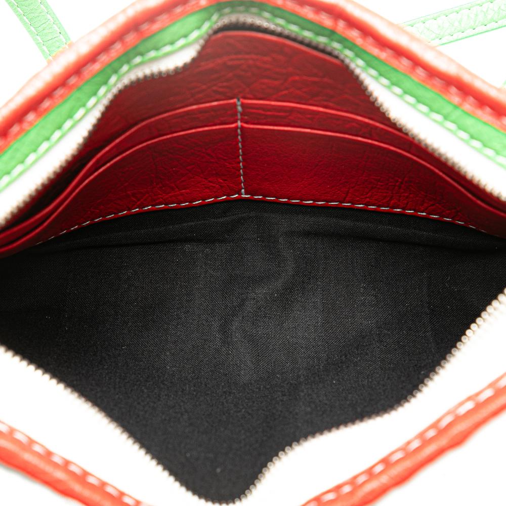 Balenciaga B Balenciaga Green Lambskin Leather Leather Lambskin Bazar Crossbody Italy