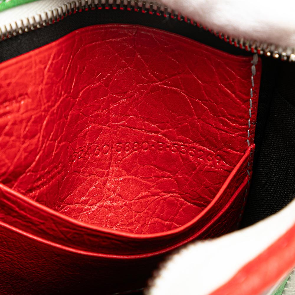 Balenciaga B Balenciaga Green Lambskin Leather Leather Lambskin Bazar Crossbody Italy