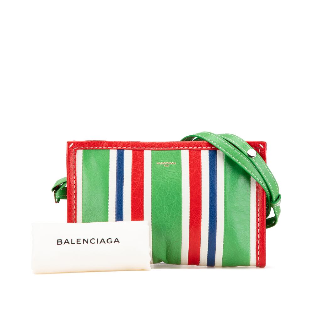 Balenciaga B Balenciaga Green Lambskin Leather Leather Lambskin Bazar Crossbody Italy