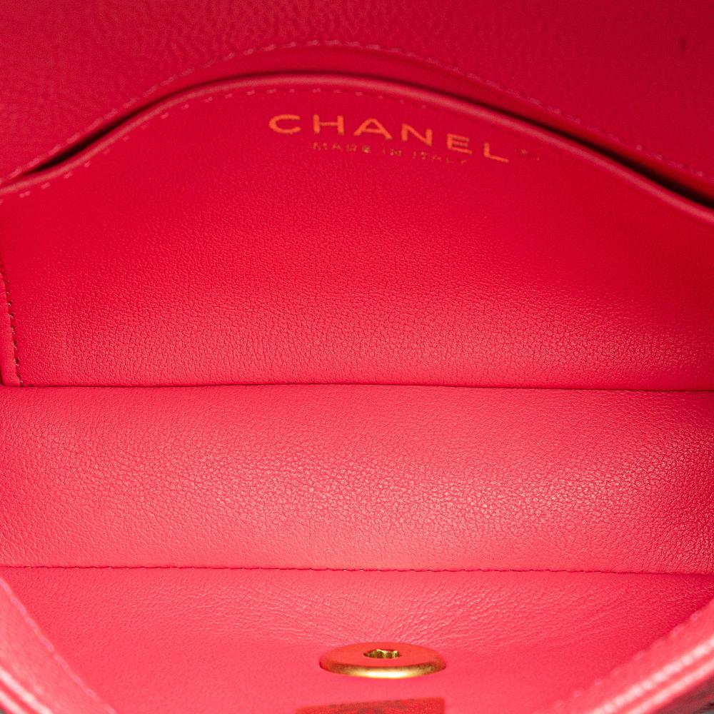 Chanel AB Chanel Pink Dark Pink Caviar Leather Leather Mini Quilted Caviar Sweetheart Flap Italy