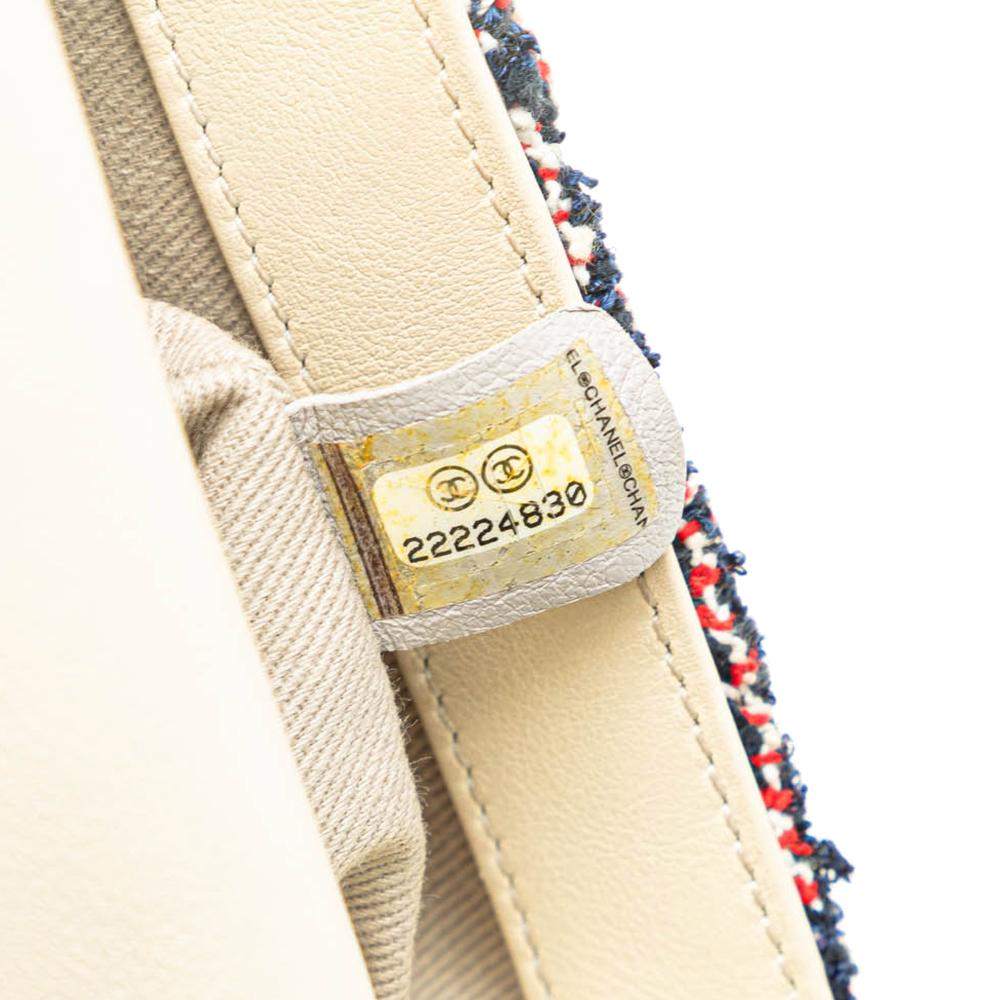 Chanel B Chanel Blue with White Ivory Tweed Fabric Mini Rectangular Single Flap Italy