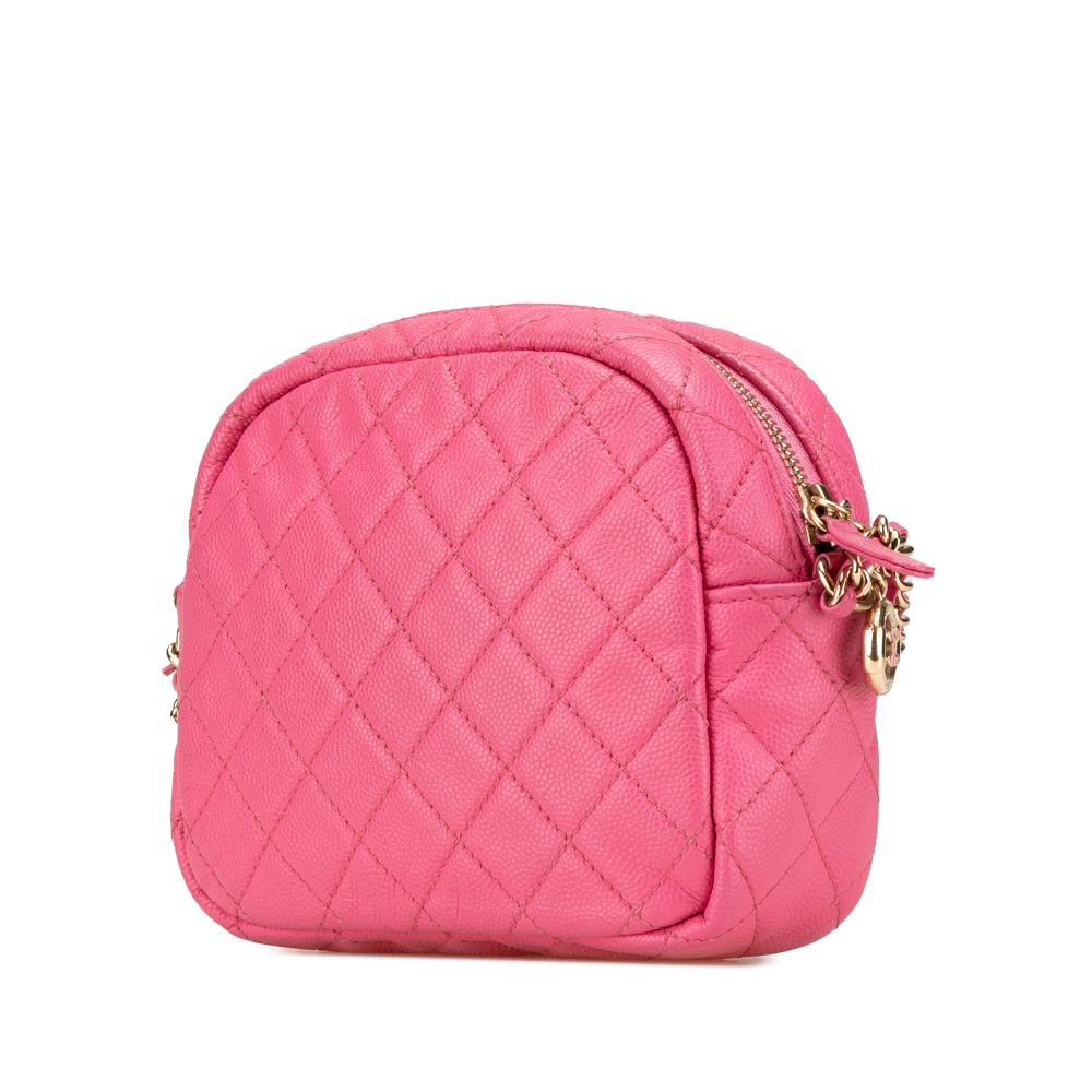 Chanel B Chanel Pink Caviar Leather Leather Quilted Caviar CC Day Camera Bag France